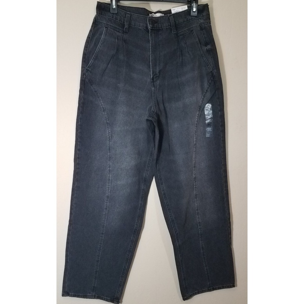 SO Jeans‎ Baggy Highest Rise Pleated Front Juniors Size 13/31W Faded Black NEW